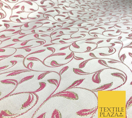 Luxury PINK Swirl Leaf Jacquard Fabric Fancy Waistcoats Jackets 56" Wide AC798