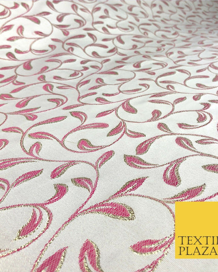 Luxury PINK Swirl Leaf Jacquard Fabric Fancy Waistcoats Jackets 56" Wide AC798