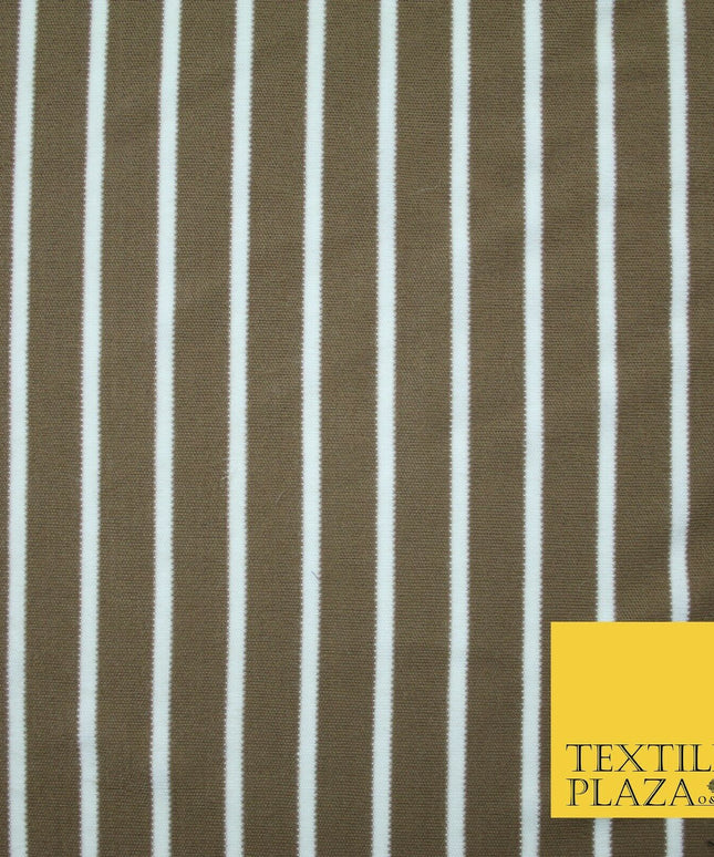 Luxury Brown White Striped Stretch Knit Jersey Dress Fabric Craft 70" Wide 2185