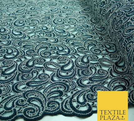 Infinite Paisleys Scalloped Net Lace Bridal Bridesmaid Wedding Dress Fabric