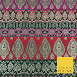 Luxury Multicolour Striped Indian Ornamental Brocade Fancy Banarsi Fabric 1340