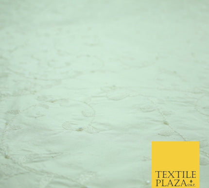 Bridal Bridesmaids Wedding 100% Pure TwoTone Silk Bead Allover Embroidery Fabric