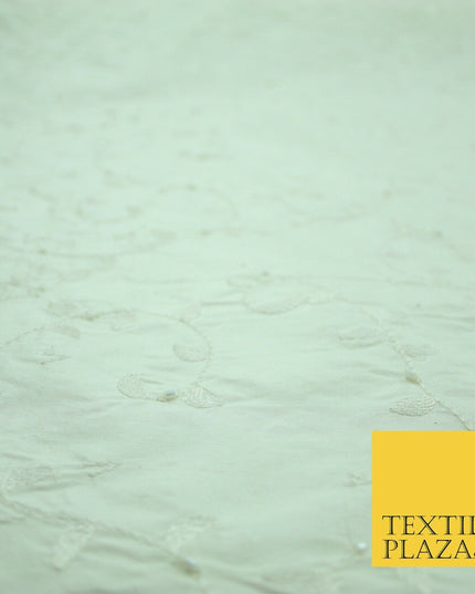 Bridal Bridesmaids Wedding 100% Pure TwoTone Silk Bead Allover Embroidery Fabric