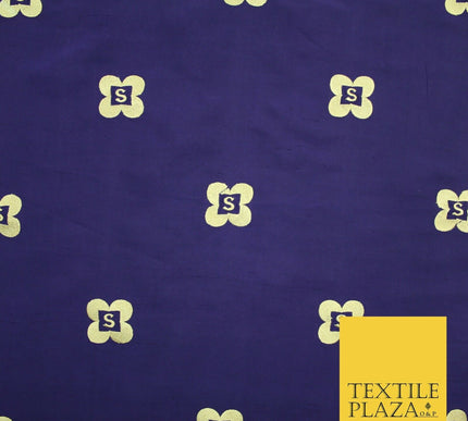 Rare Purple S Personalised 100% Pure Silk Gold Embroidery Indian Fabric "S" 2523