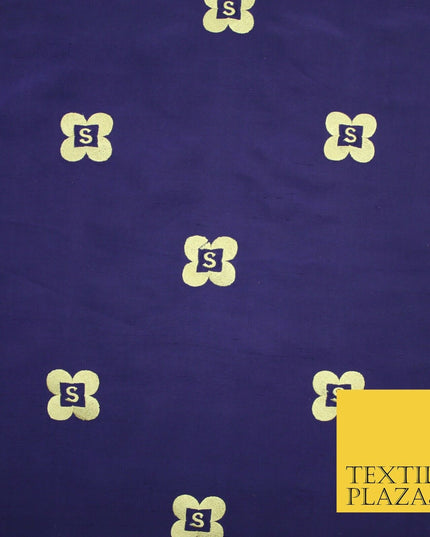 Rare Purple S Personalised 100% Pure Silk Gold Embroidery Indian Fabric "S" 2523