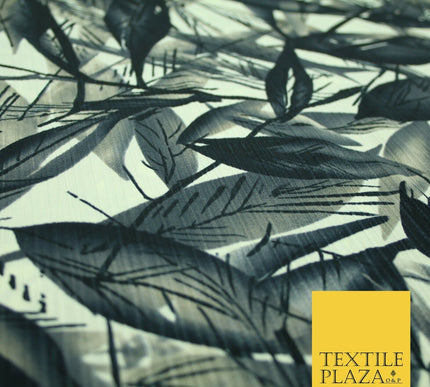 NEW Printed Polyester Crinkle Pleated Textured Summer Stripe Leaf Dress Fabric