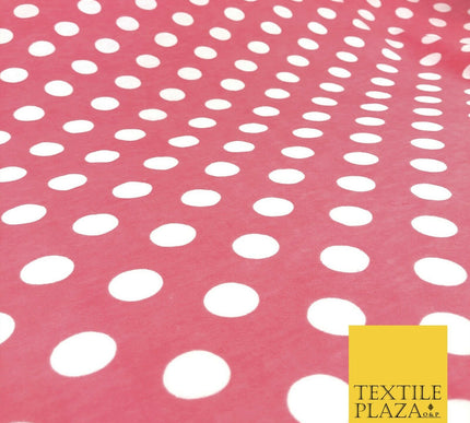 Baby Pink White Spot Polka Dot Winceyette Soft Brushed Cotton Print Fabric 1285
