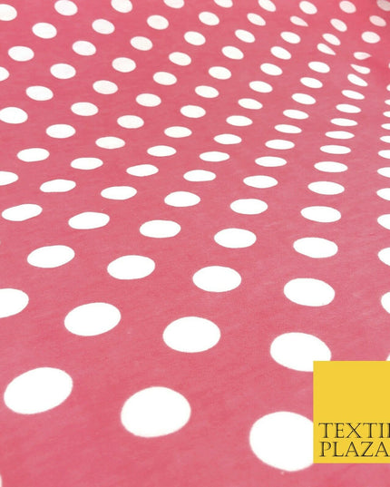 Baby Pink White Spot Polka Dot Winceyette Soft Brushed Cotton Print Fabric 1285