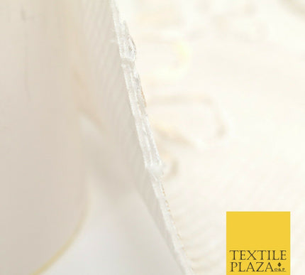 IVORY CREAM GOLD Floral Metallic Ribbon Sponge Net Fabric Scuba Craft Mesh 1475
