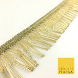 Gold Beaded Glass Tube Fringe Tassel Drop Trim Ribbon Border Dance Lace (X161)