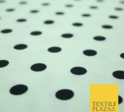 White Black Navy Blue 1cm Spot Polka Dot Silky Polyester Crepe Dress Fabric