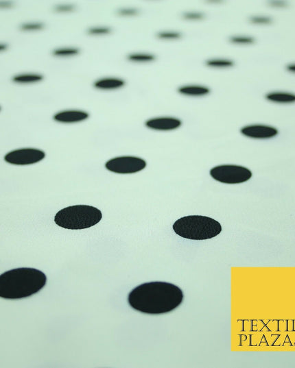 White Black Navy Blue 1cm Spot Polka Dot Silky Polyester Crepe Dress Fabric