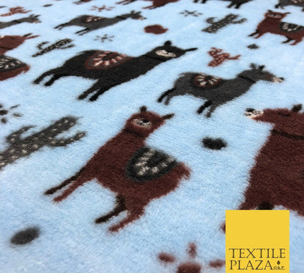 BLUE Llama SUPER SOFT Printed Cuddle Fleece Fabric Baby Blankets Craft R1051