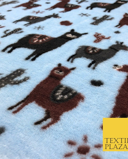 BLUE Llama SUPER SOFT Printed Cuddle Fleece Fabric Baby Blankets Craft R1051