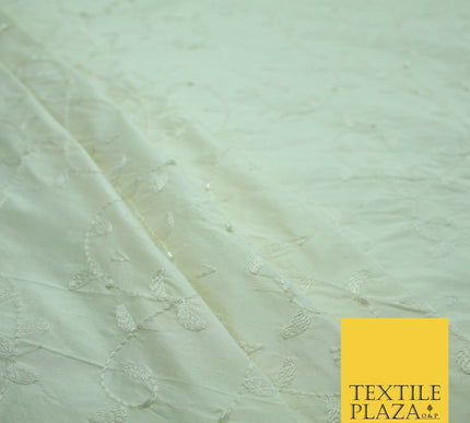 Bridal Bridesmaids Wedding 100% Pure TwoTone Silk Bead Allover Embroidery Fabric