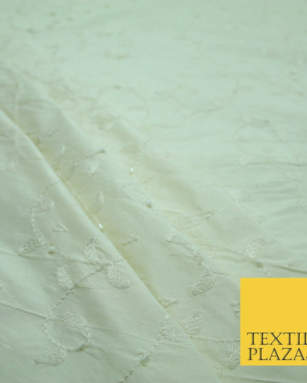 Bridal Bridesmaids Wedding 100% Pure TwoTone Silk Bead Allover Embroidery Fabric