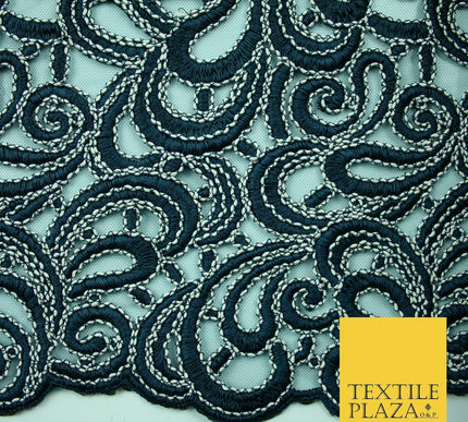 Infinite Paisleys Scalloped Net Lace Bridal Bridesmaid Wedding Dress Fabric