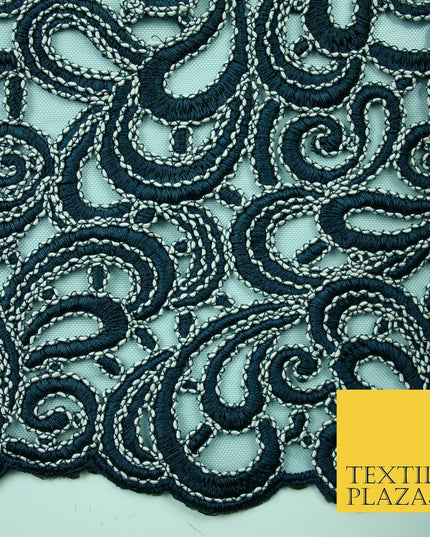 Infinite Paisleys Scalloped Net Lace Bridal Bridesmaid Wedding Dress Fabric