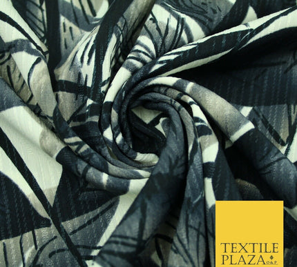 NEW Printed Polyester Crinkle Pleated Textured Summer Stripe Leaf Dress Fabric