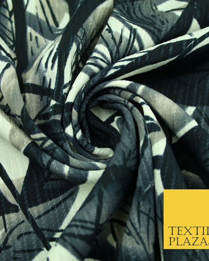 NEW Printed Polyester Crinkle Pleated Textured Summer Stripe Leaf Dress Fabric