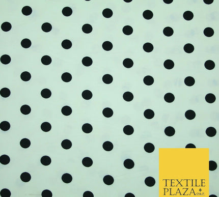 White Black Navy Blue 1cm Spot Polka Dot Silky Polyester Crepe Dress Fabric