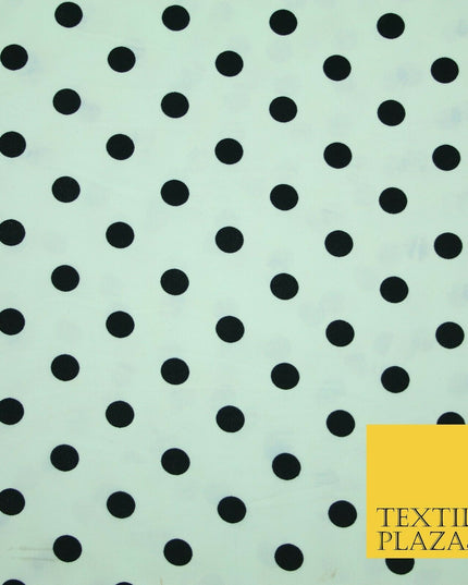 White Black Navy Blue 1cm Spot Polka Dot Silky Polyester Crepe Dress Fabric