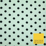 White Black Navy Blue 1cm Spot Polka Dot Silky Polyester Crepe Dress Fabric