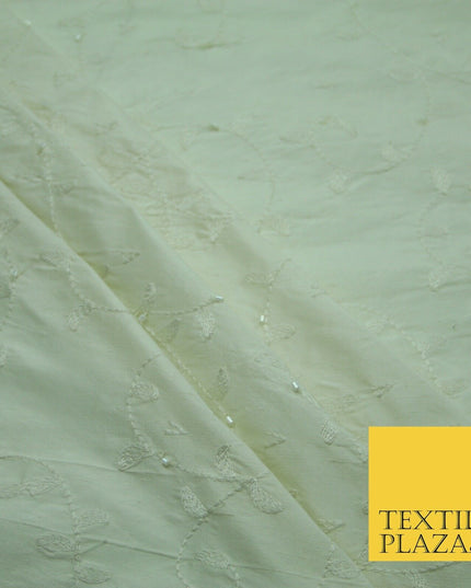 Bridal Bridesmaids Wedding 100% Pure TwoTone Silk Bead Allover Embroidery Fabric