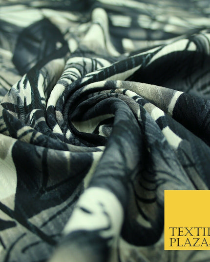 NEW Printed Polyester Crinkle Pleated Textured Summer Stripe Leaf Dress Fabric