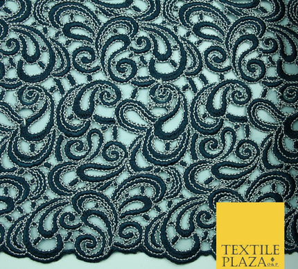 Infinite Paisleys Scalloped Net Lace Bridal Bridesmaid Wedding Dress Fabric