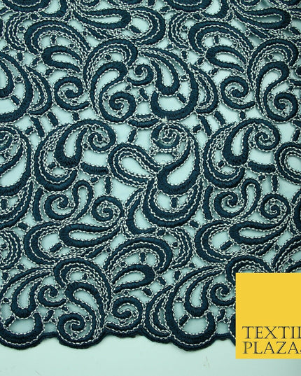 Infinite Paisleys Scalloped Net Lace Bridal Bridesmaid Wedding Dress Fabric