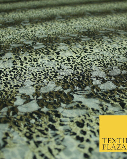 Leopard Cheetah Animal Cat Small Print Net Lace Dress Fabric Sari Sexy Lingerie