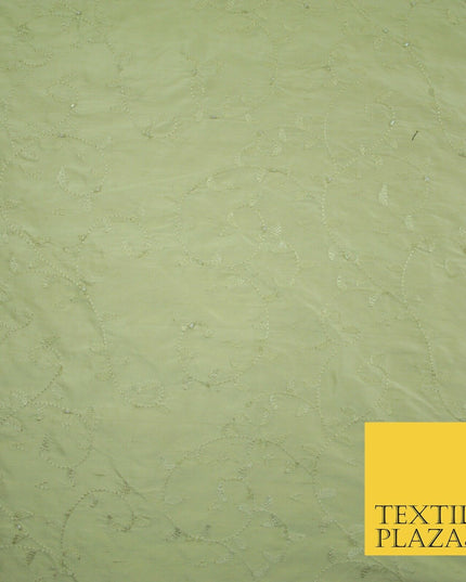 Bridal Bridesmaids Wedding 100% Pure TwoTone Silk Bead Allover Embroidery Fabric