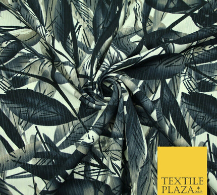 NEW Printed Polyester Crinkle Pleated Textured Summer Stripe Leaf Dress Fabric