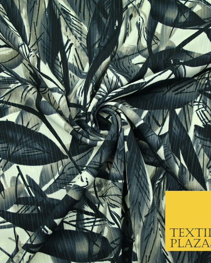 NEW Printed Polyester Crinkle Pleated Textured Summer Stripe Leaf Dress Fabric