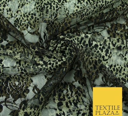 Leopard Cheetah Animal Cat Small Print Net Lace Dress Fabric Sari Sexy Lingerie