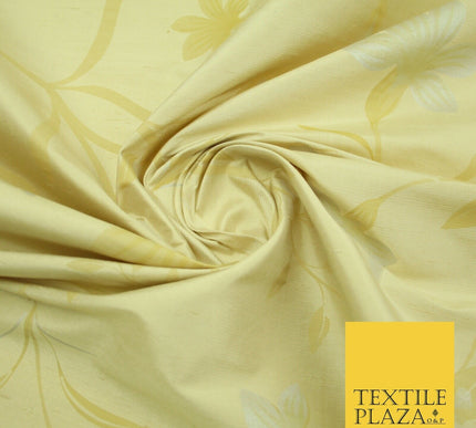 5 Pastel Colours - Floral Printed 100% PURE Dupion Raw Silk Bridal Flower Fabric