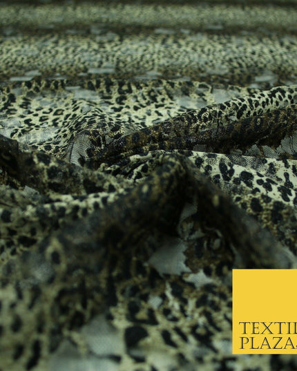 Leopard Cheetah Animal Cat Small Print Net Lace Dress Fabric Sari Sexy Lingerie