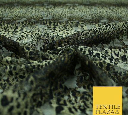 Leopard Cheetah Animal Cat Small Print Net Lace Dress Fabric Sari Sexy Lingerie