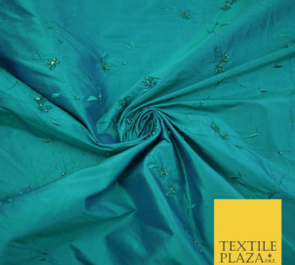 Bridal Bridesmaids Wedding 100% Pure TwoTone Silk Bead Allover Embroidery Fabric