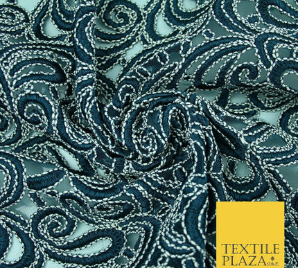 Infinite Paisleys Scalloped Net Lace Bridal Bridesmaid Wedding Dress Fabric