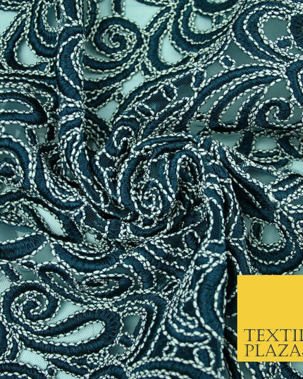 Infinite Paisleys Scalloped Net Lace Bridal Bridesmaid Wedding Dress Fabric