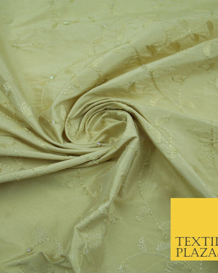 Bridal Bridesmaids Wedding 100% Pure TwoTone Silk Bead Allover Embroidery Fabric