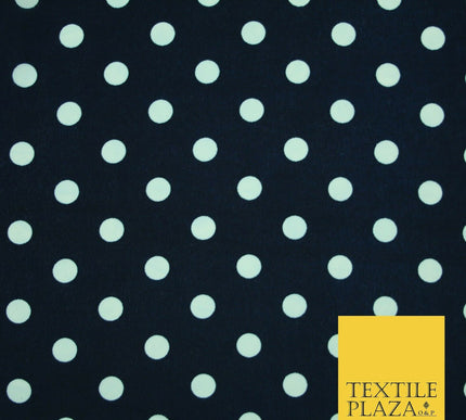 White Black Navy Blue 1cm Spot Polka Dot Silky Polyester Crepe Dress Fabric