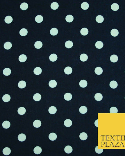 White Black Navy Blue 1cm Spot Polka Dot Silky Polyester Crepe Dress Fabric