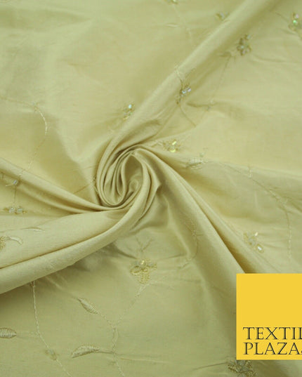 Bridal Bridesmaids Wedding 100% Pure TwoTone Silk Bead Allover Embroidery Fabric