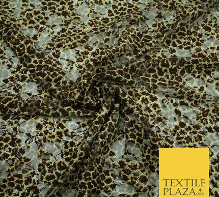 Leopard Cheetah Animal Cat Small Print Net Lace Dress Fabric Sari Sexy Lingerie