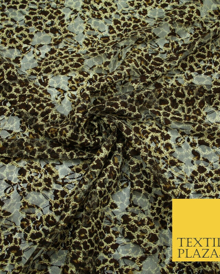 Leopard Cheetah Animal Cat Small Print Net Lace Dress Fabric Sari Sexy Lingerie