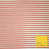 Denim Blue White Dusty Pink Striped Pinstripe Lines Polyester Crepe Dress Fabric