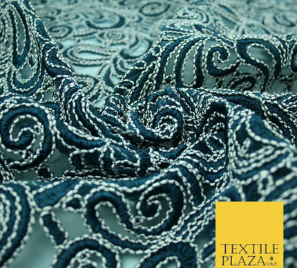 Infinite Paisleys Scalloped Net Lace Bridal Bridesmaid Wedding Dress Fabric